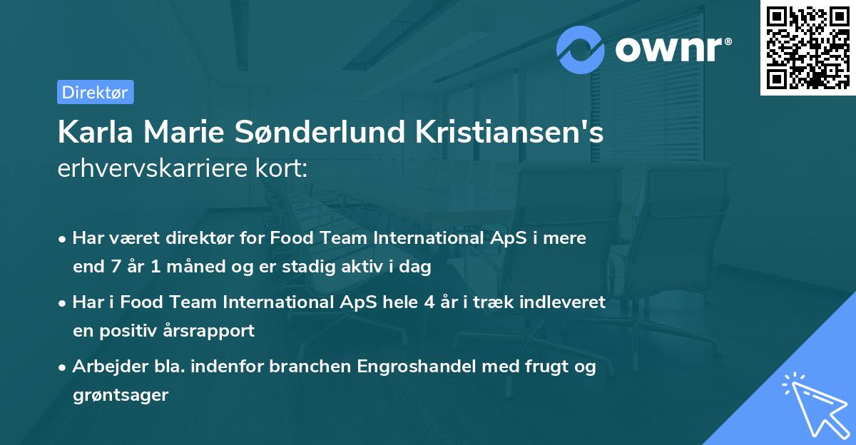 Karla Marie Sønderlund Kristiansen's erhvervskarriere kort