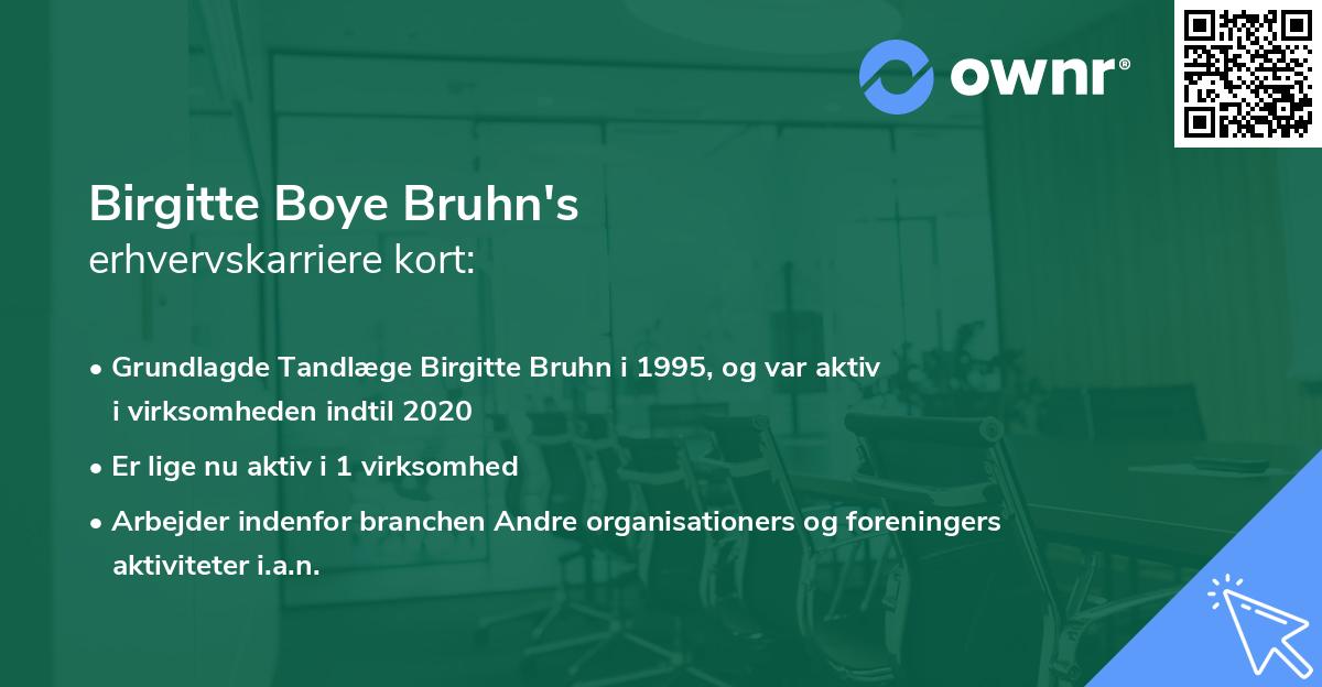 Birgitte Boye Bruhn's erhvervskarriere kort