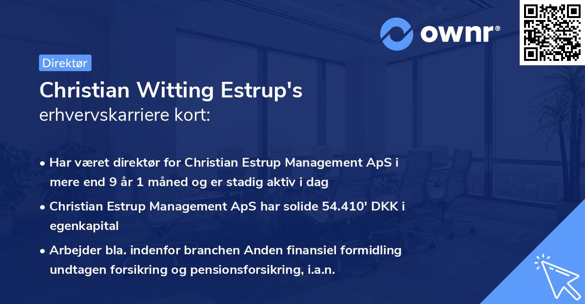 Christian Witting Estrup's erhvervskarriere kort