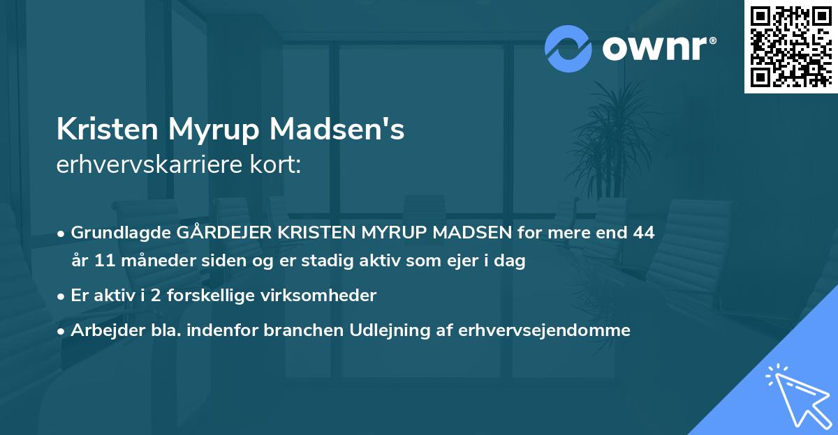 Kristen Myrup Madsen's erhvervskarriere kort