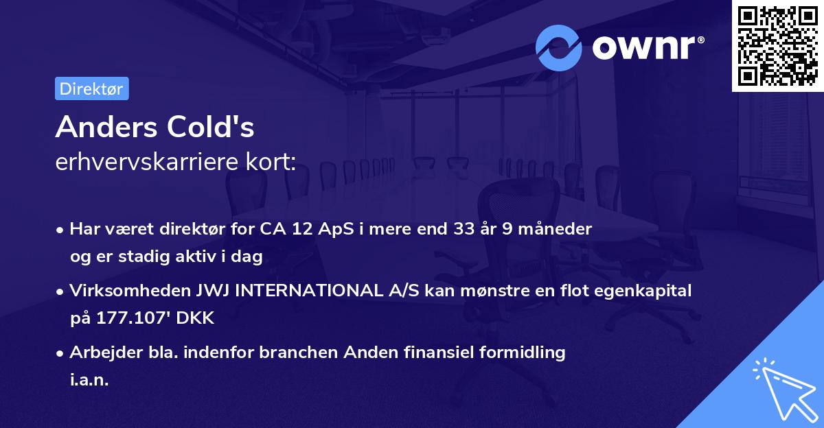 Anders Cold's erhvervskarriere kort