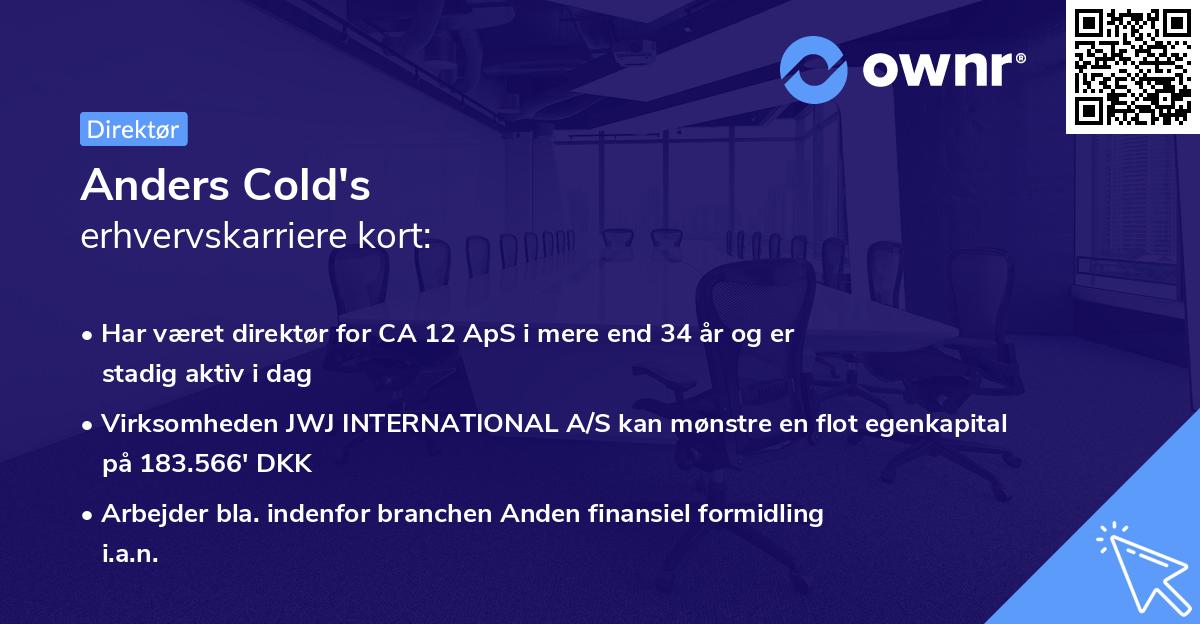 Anders Cold's erhvervskarriere kort