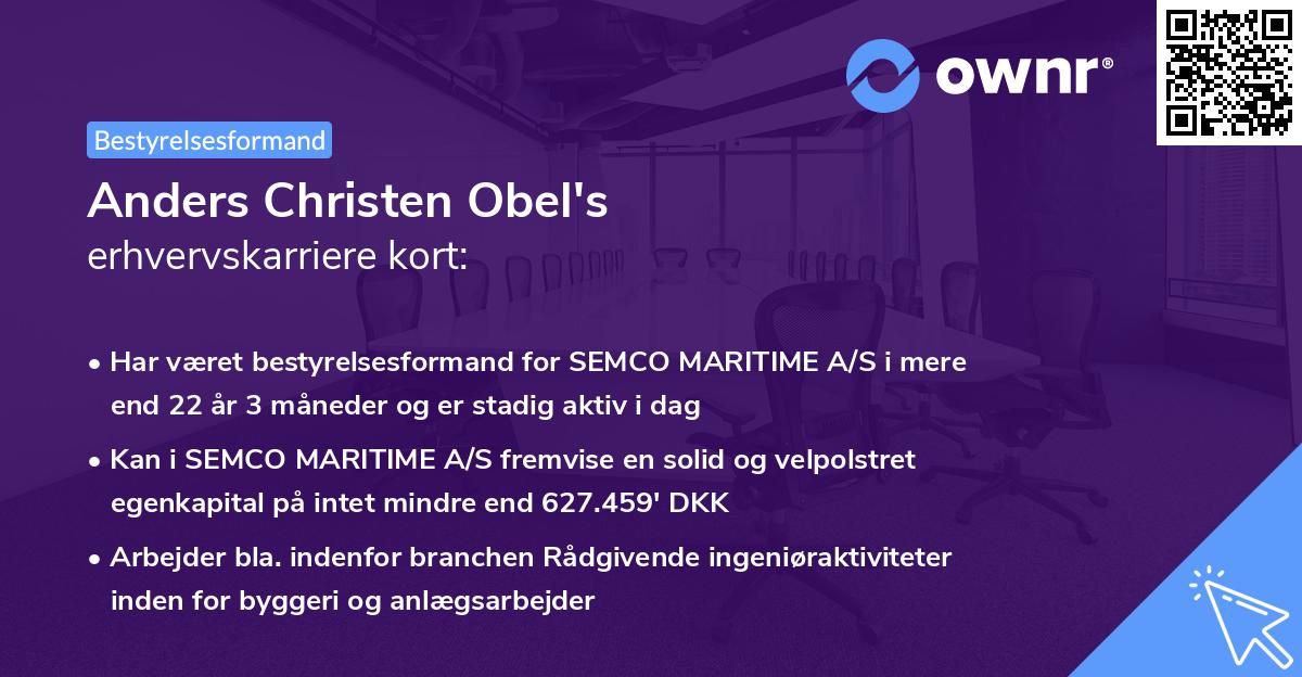 Anders Christen Obel's erhvervskarriere kort