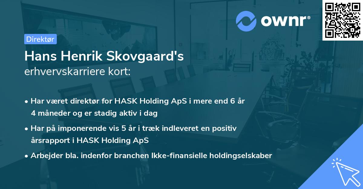 Hans Henrik Skovgaard's erhvervskarriere kort