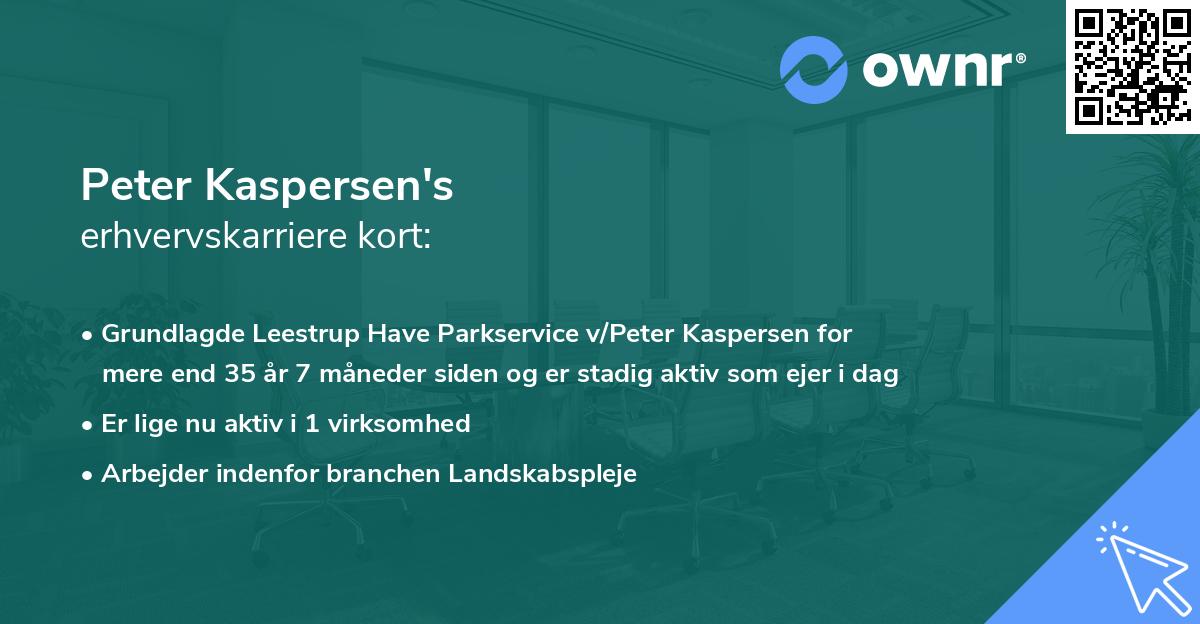 Peter Kaspersen's erhvervskarriere kort