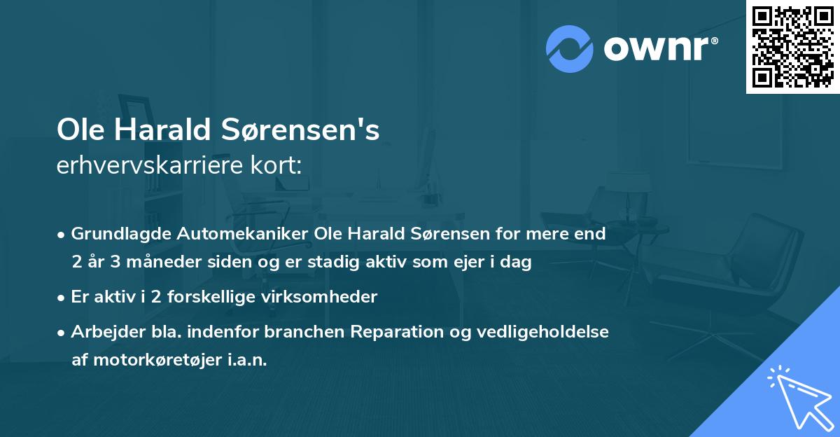 Ole Harald Sørensen's erhvervskarriere kort