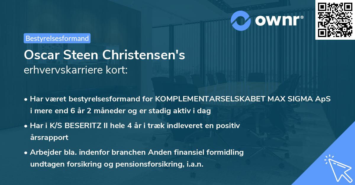 Oscar Steen Christensen's erhvervskarriere kort