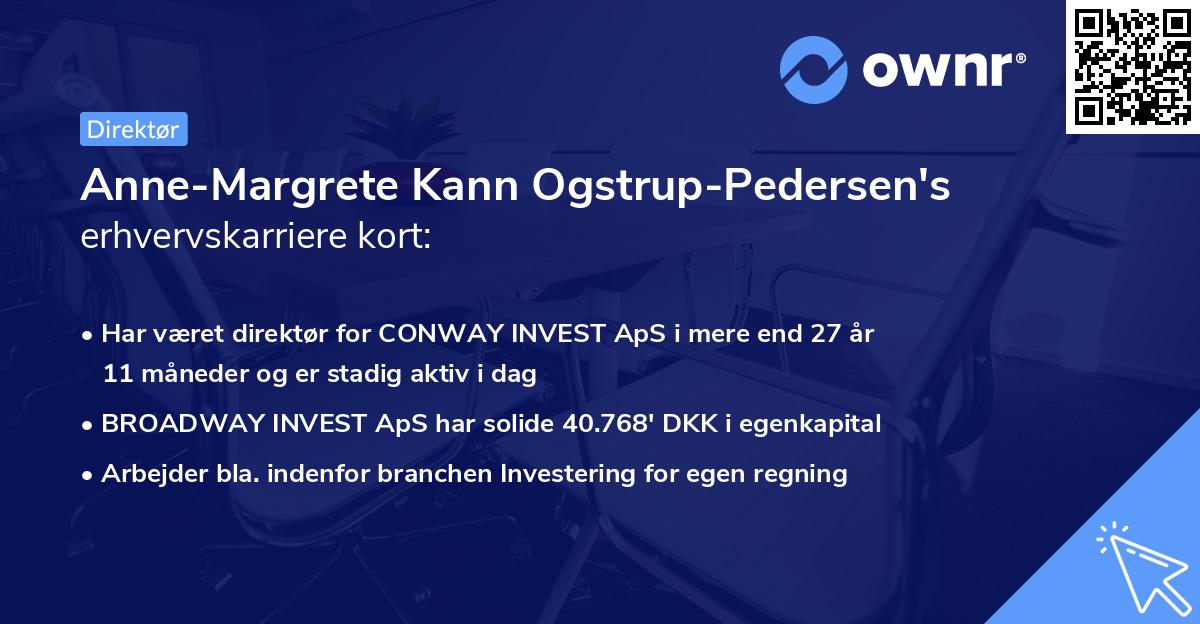 Anne-Margrete Kann Ogstrup-Pedersen's erhvervskarriere kort