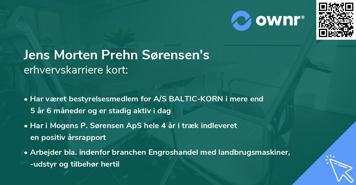 Jens Morten Prehn Sørensen's erhvervskarriere kort