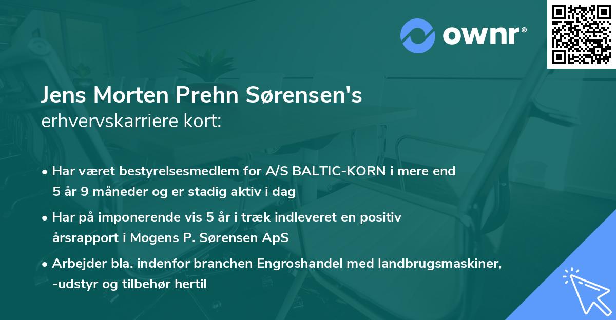 Jens Morten Prehn Sørensen's erhvervskarriere kort