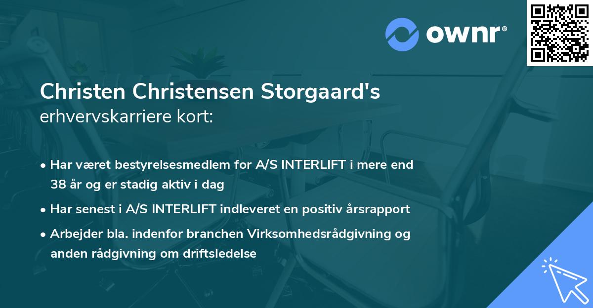 Christen Christensen Storgaard's erhvervskarriere kort