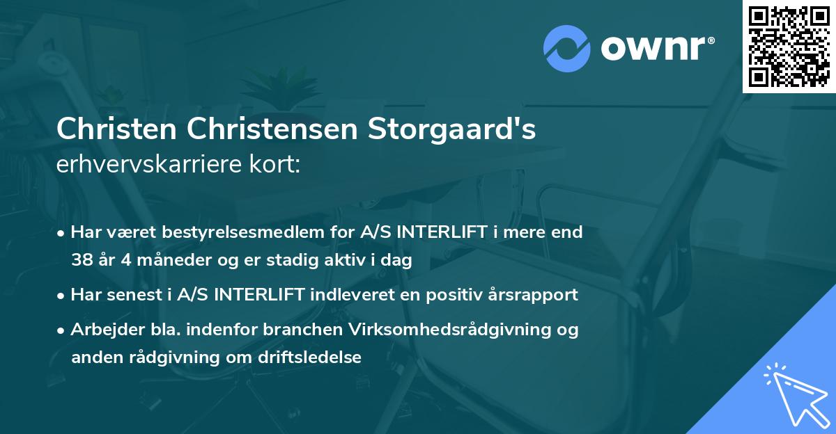 Christen Christensen Storgaard's erhvervskarriere kort