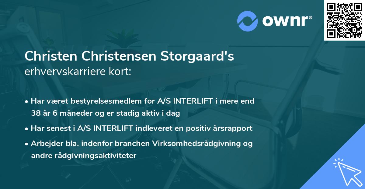 Christen Christensen Storgaard's erhvervskarriere kort