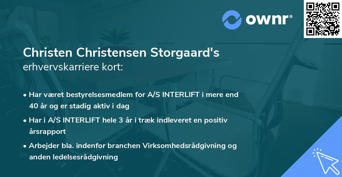 Christen Christensen Storgaard's erhvervskarriere kort
