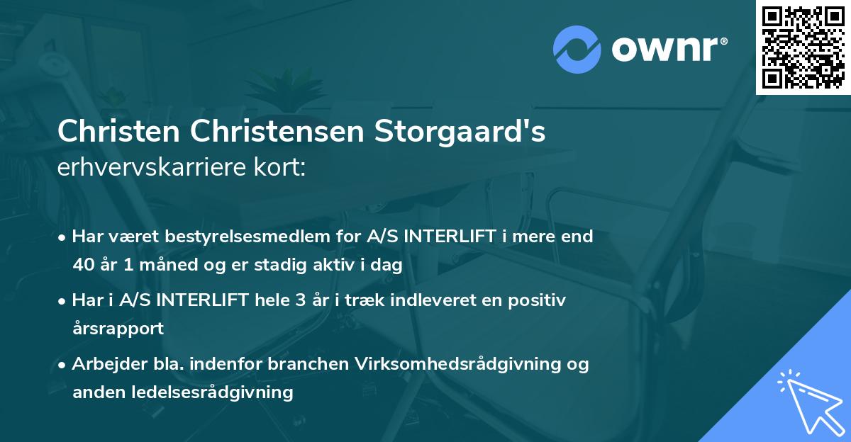 Christen Christensen Storgaard's erhvervskarriere kort