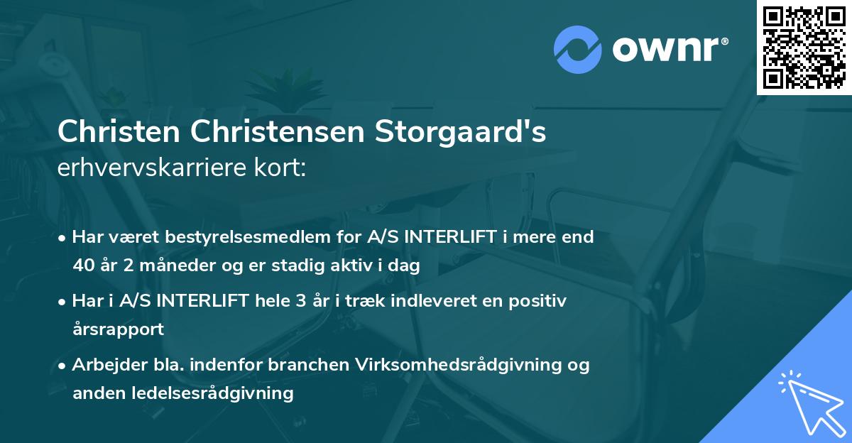Christen Christensen Storgaard's erhvervskarriere kort