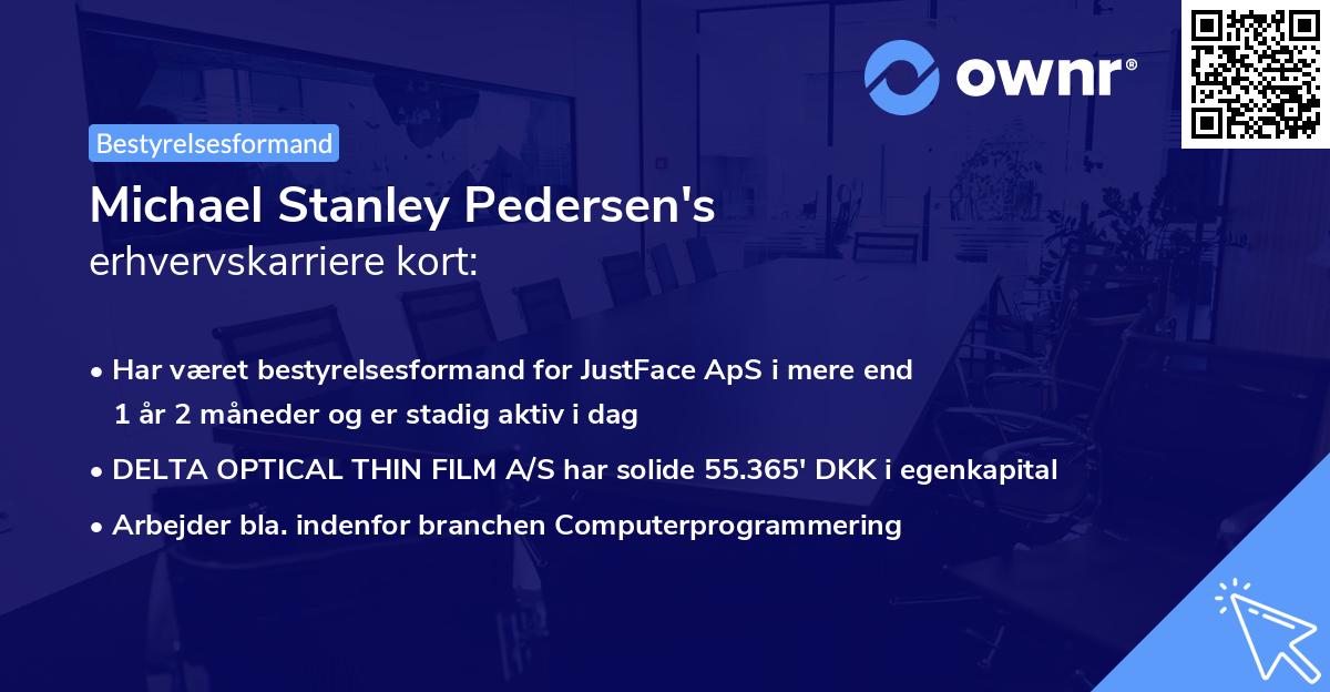 Michael Stanley Pedersen's erhvervskarriere kort