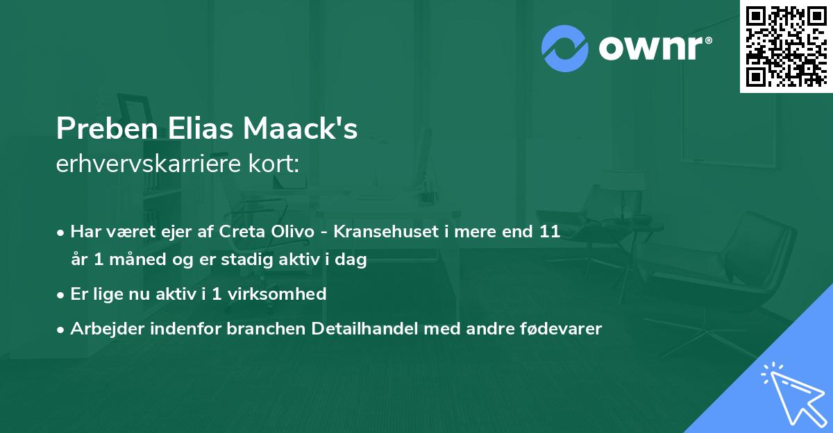 Preben Elias Maack's erhvervskarriere kort