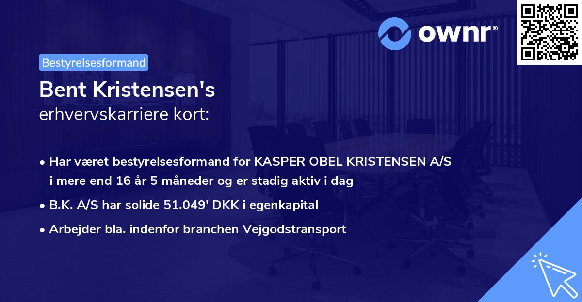 Bent Kristensen's erhvervskarriere kort