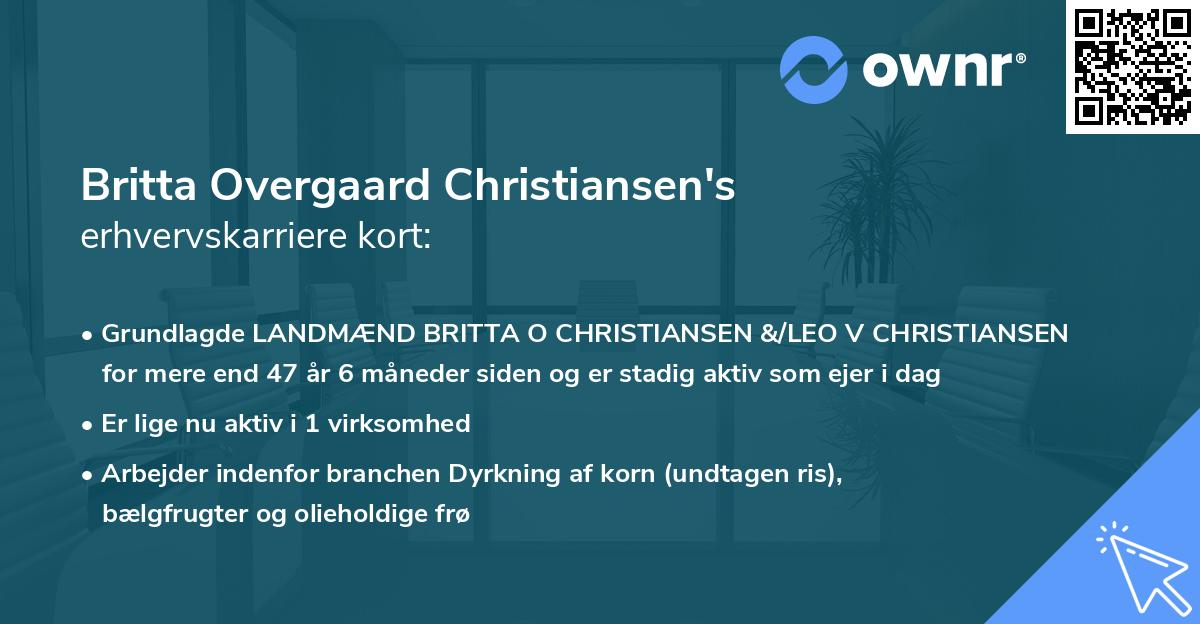 Britta Overgaard Christiansen's erhvervskarriere kort