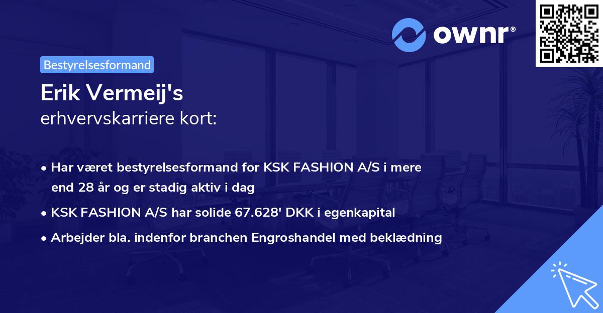 Erik Vermeij's erhvervskarriere kort