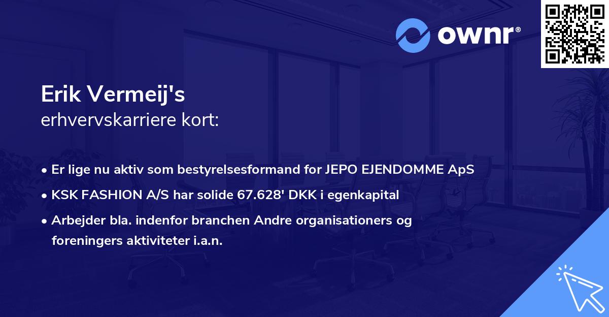 Erik Vermeij's erhvervskarriere kort