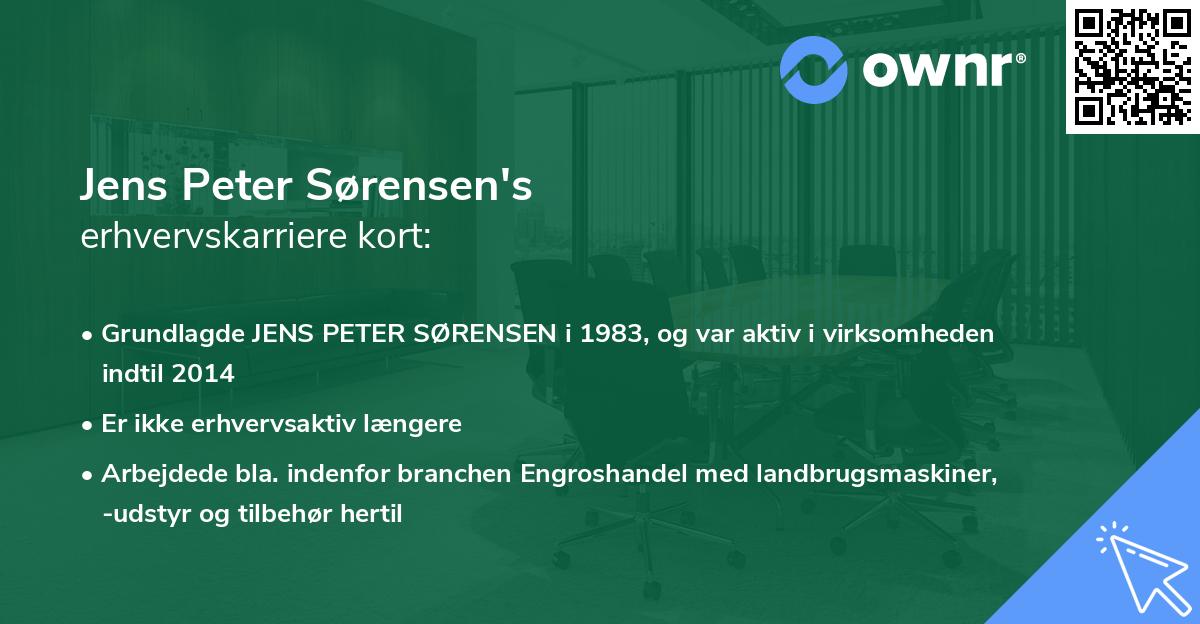 Jens Peter Sørensen's erhvervskarriere kort