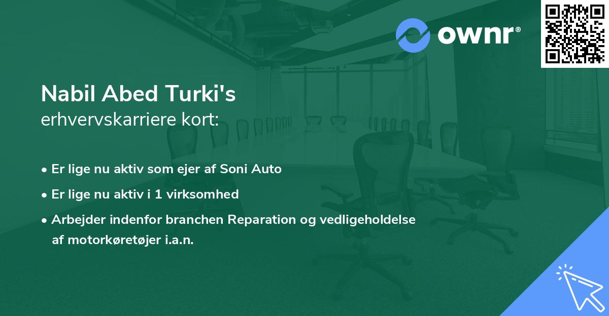 Nabil Abed Turki's erhvervskarriere kort