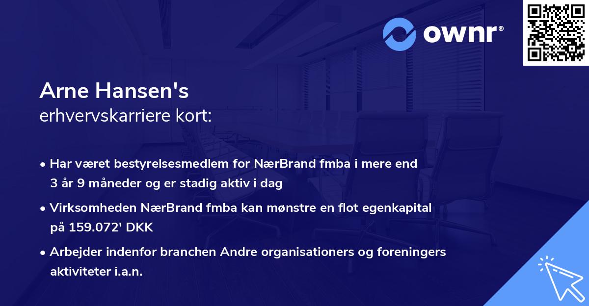 Arne Hansen's erhvervskarriere kort