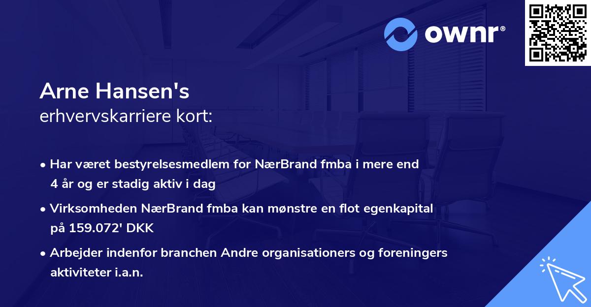 Arne Hansen's erhvervskarriere kort