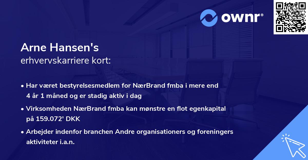 Arne Hansen's erhvervskarriere kort