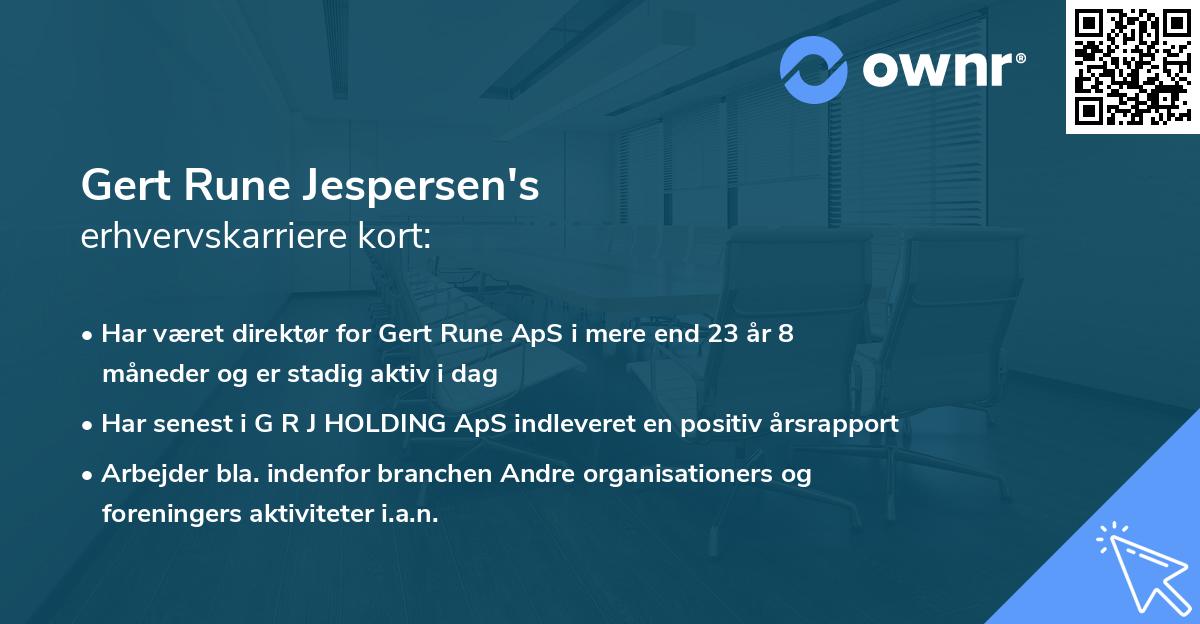 Gert Rune Jespersen's erhvervskarriere kort
