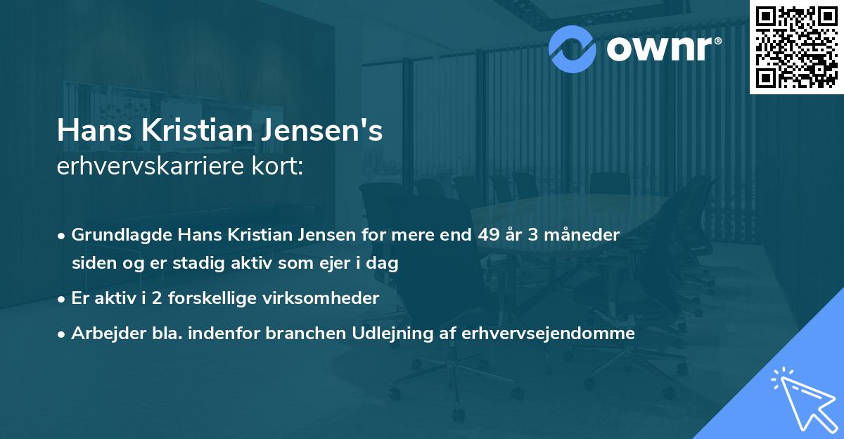 Hans Kristian Jensen's erhvervskarriere kort