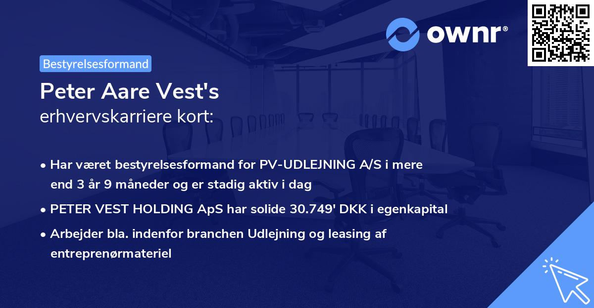 Peter Aare Vest's erhvervskarriere kort