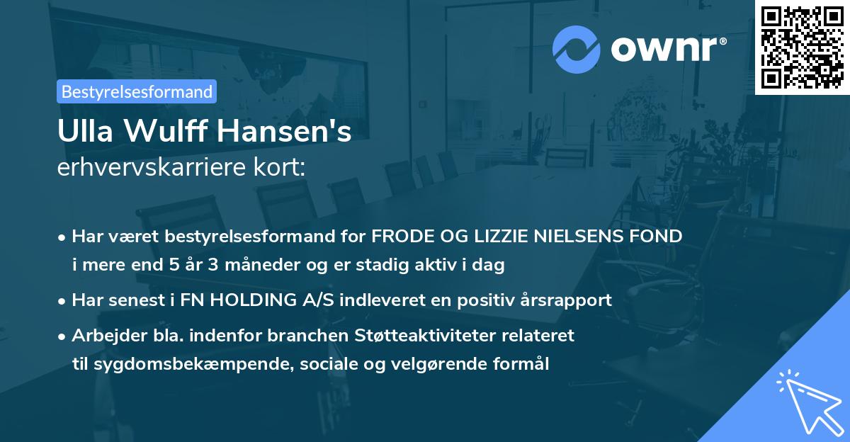 Ulla Wulff Hansen's erhvervskarriere kort