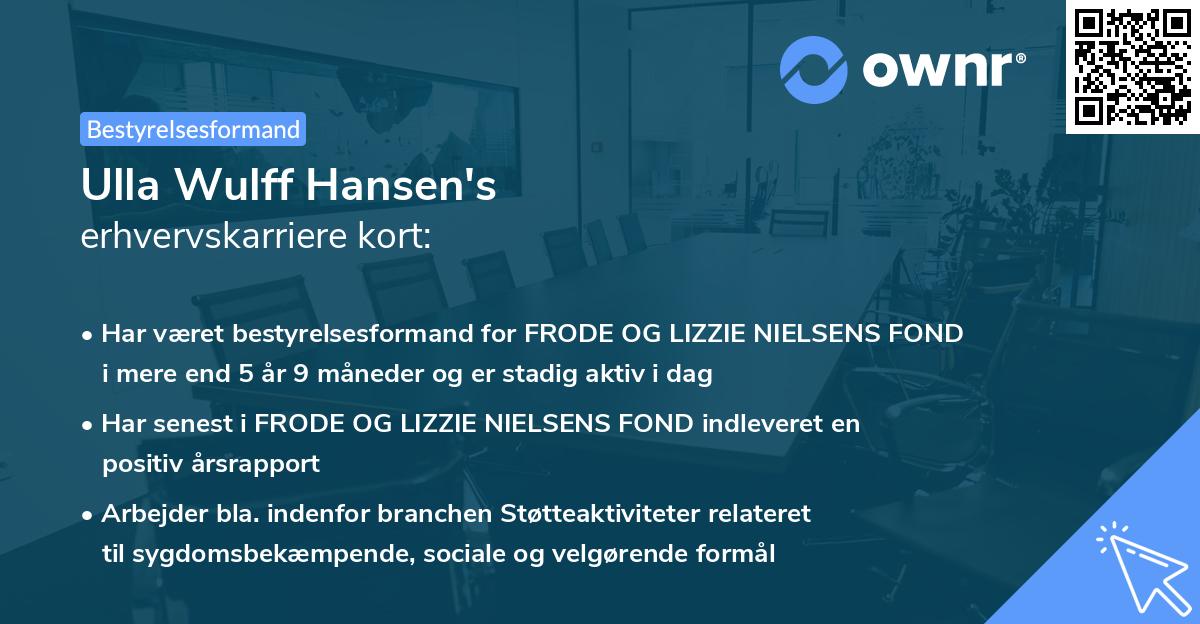 Ulla Wulff Hansen's erhvervskarriere kort