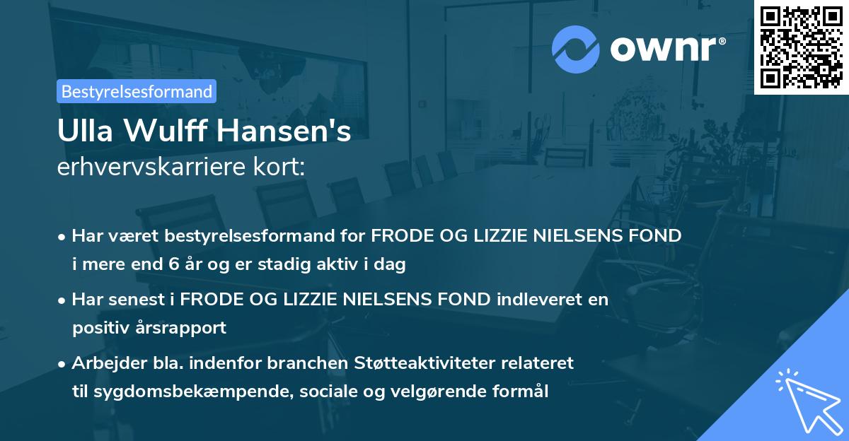 Ulla Wulff Hansen's erhvervskarriere kort