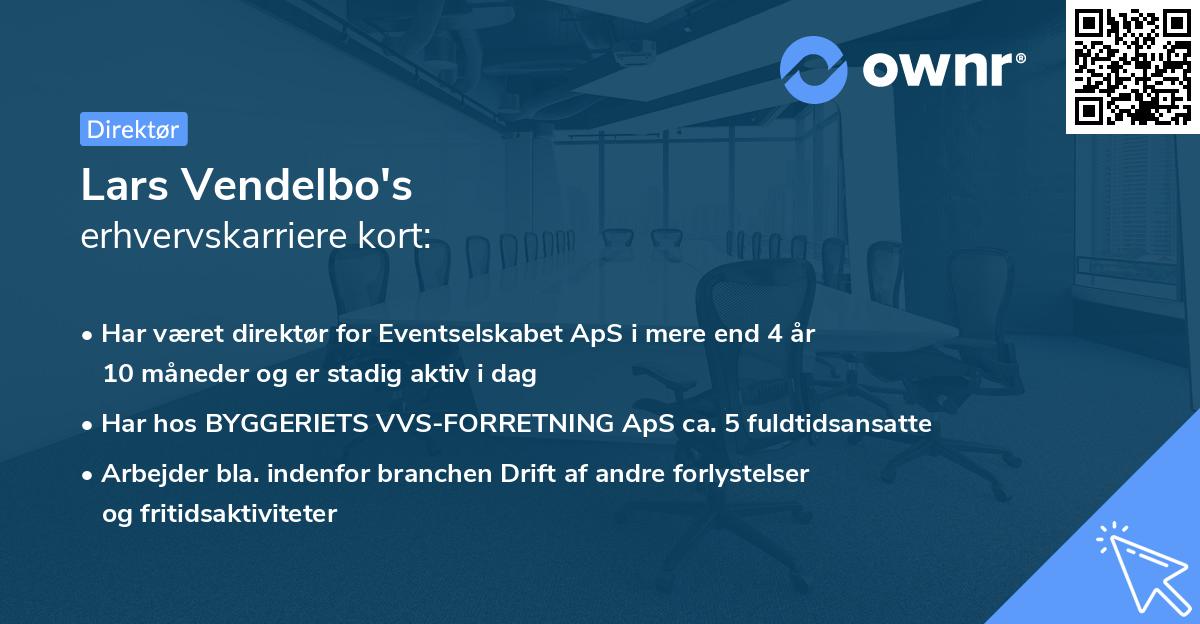 Lars Vendelbo's erhvervskarriere kort