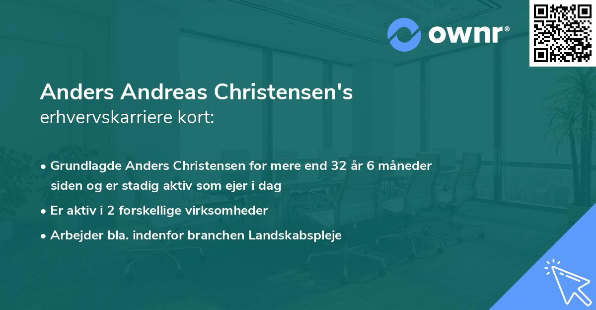 Anders Andreas Christensen's erhvervskarriere kort