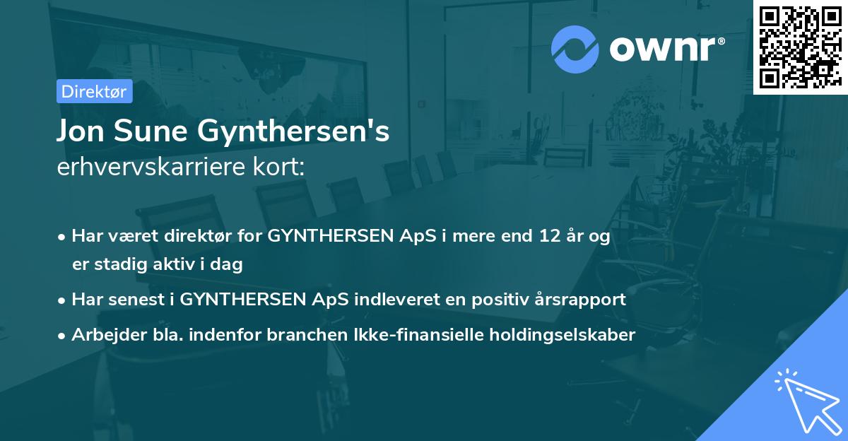 Jon Sune Gynthersen's erhvervskarriere kort