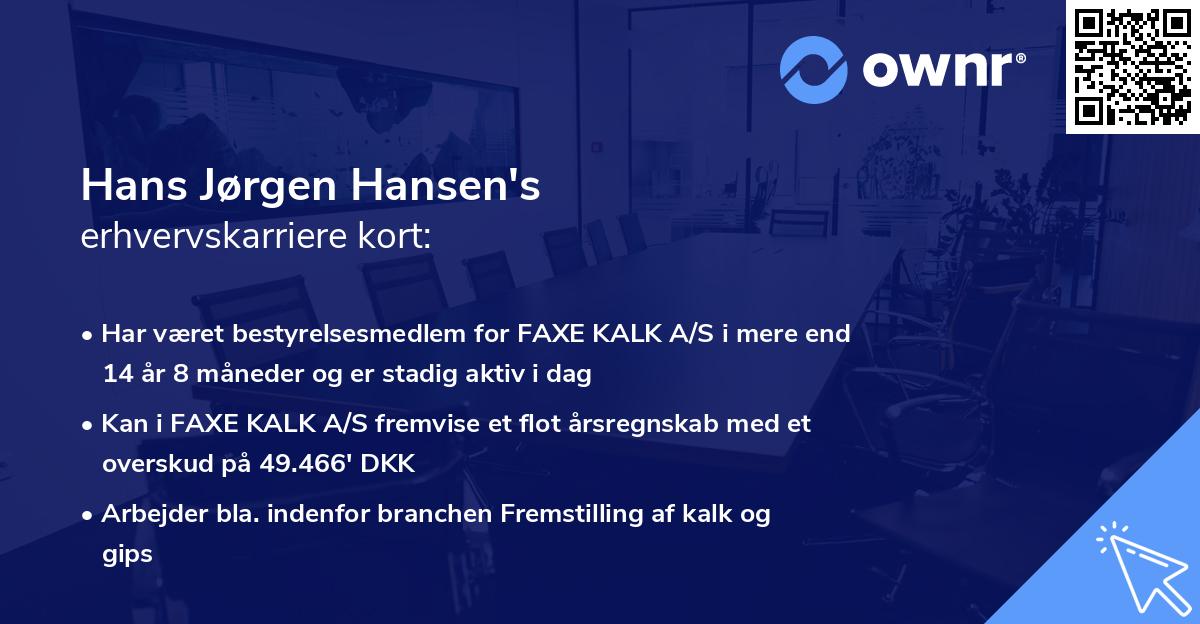 Hans Jørgen Hansen's erhvervskarriere kort