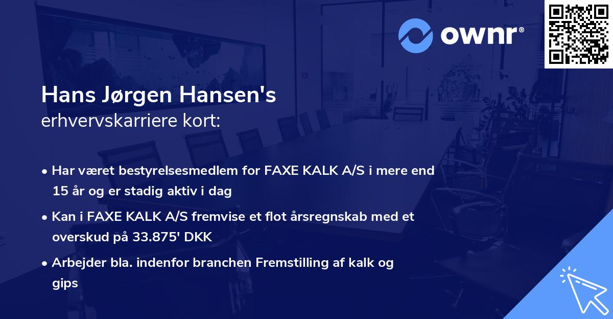 Hans Jørgen Hansen's erhvervskarriere kort