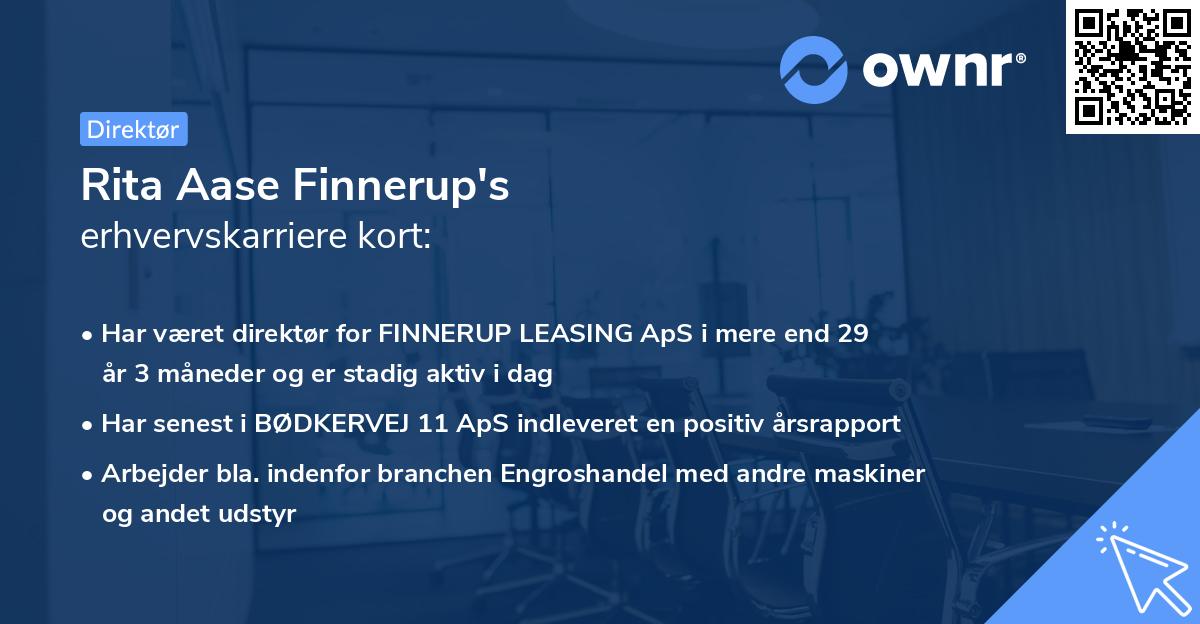 Rita Aase Finnerup's erhvervskarriere kort