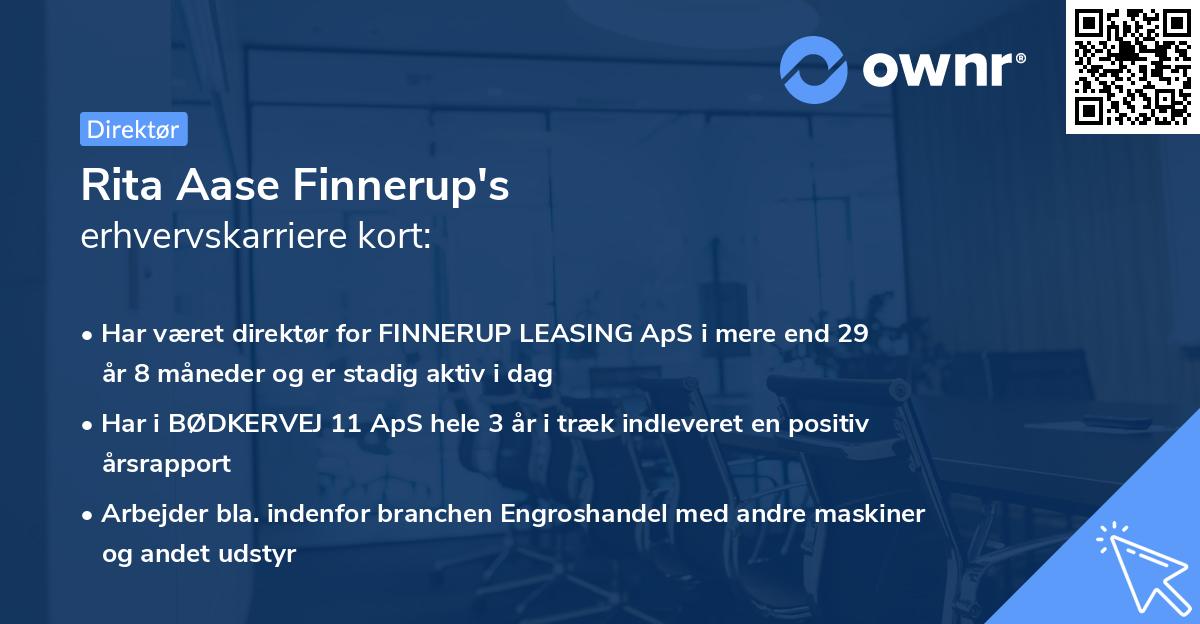 Rita Aase Finnerup's erhvervskarriere kort