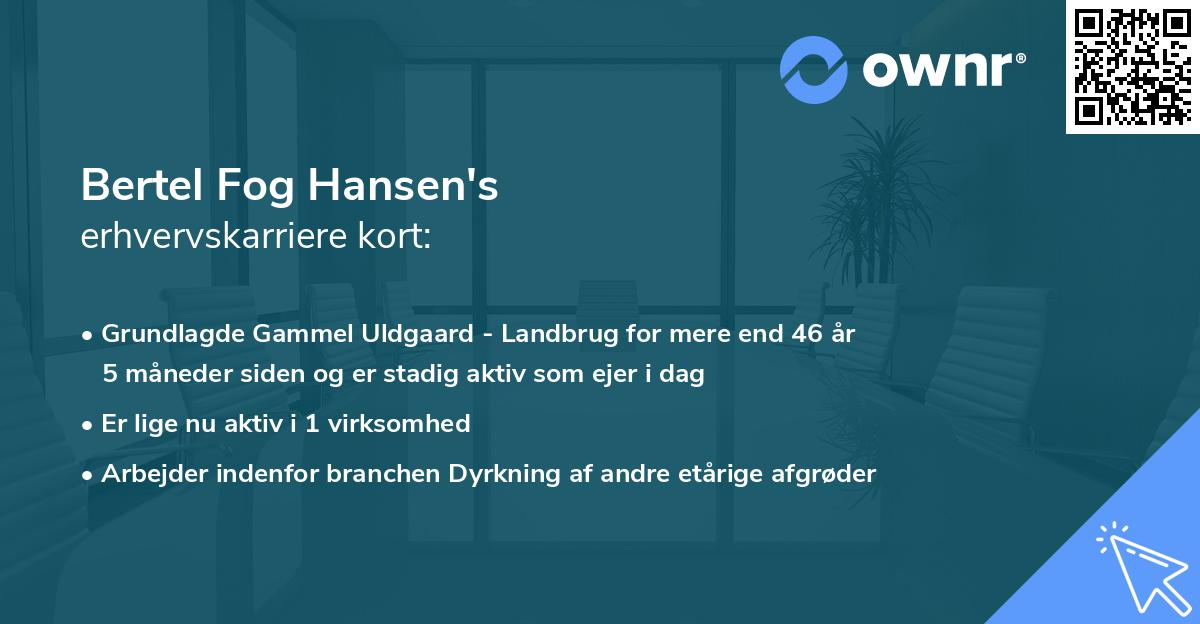Bertel Fog Hansen's erhvervskarriere kort