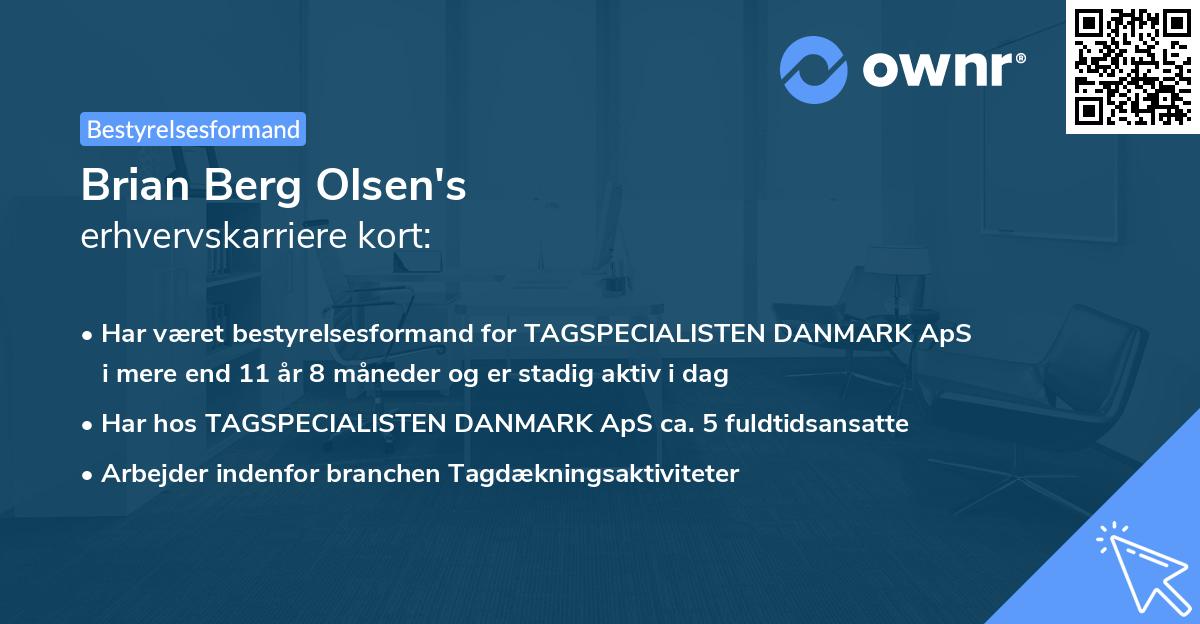 Brian Berg Olsen's erhvervskarriere kort