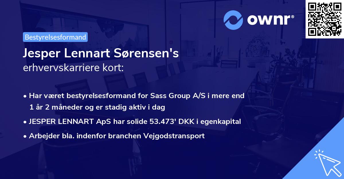 Jesper Lennart Sørensen's erhvervskarriere kort