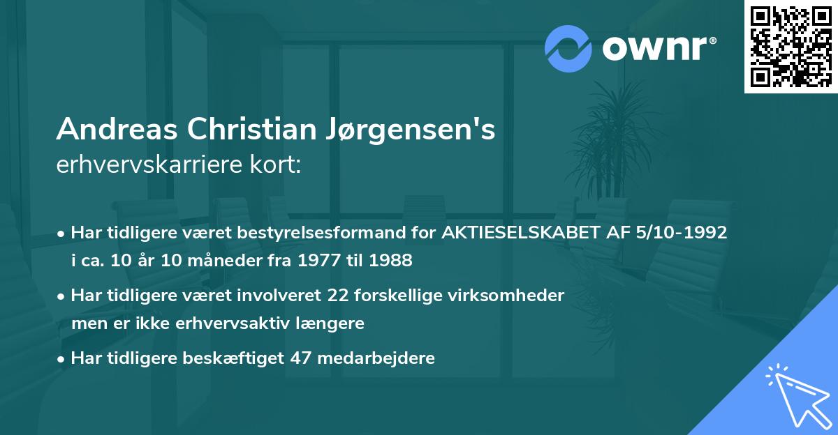 Andreas Christian Jørgensen's erhvervskarriere kort