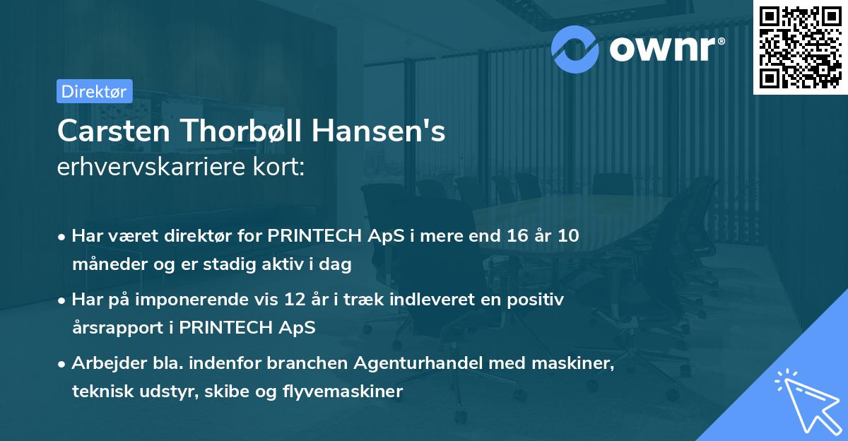 Carsten Thorbøll Hansen's erhvervskarriere kort