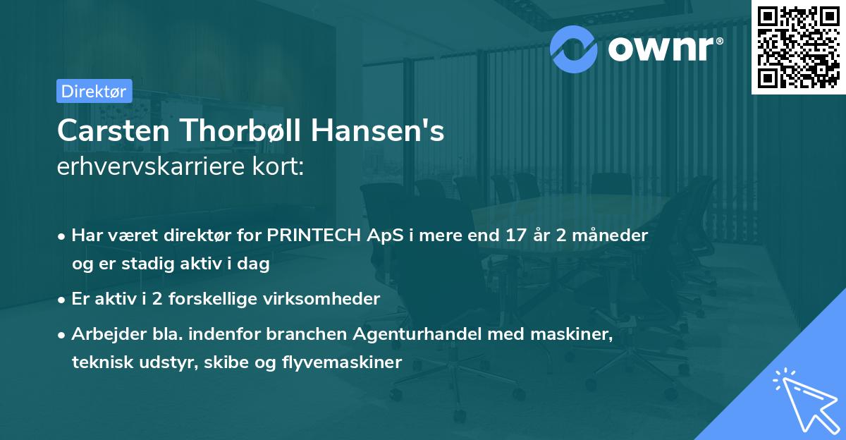 Carsten Thorbøll Hansen's erhvervskarriere kort
